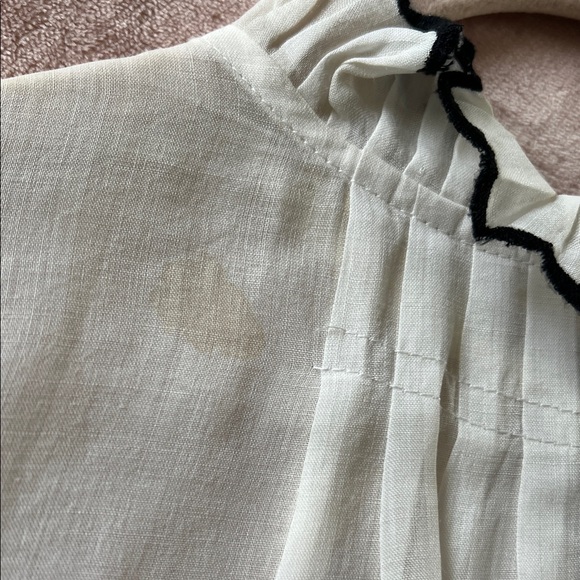 Frame Denim White Blouse with Black Ruffle Trim - Picture 6 of 16